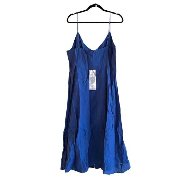 BCBGMaxAzria Sleeveless Linen Button-front Linen Midi Dress Blueb 16 - Picture 9 of 12